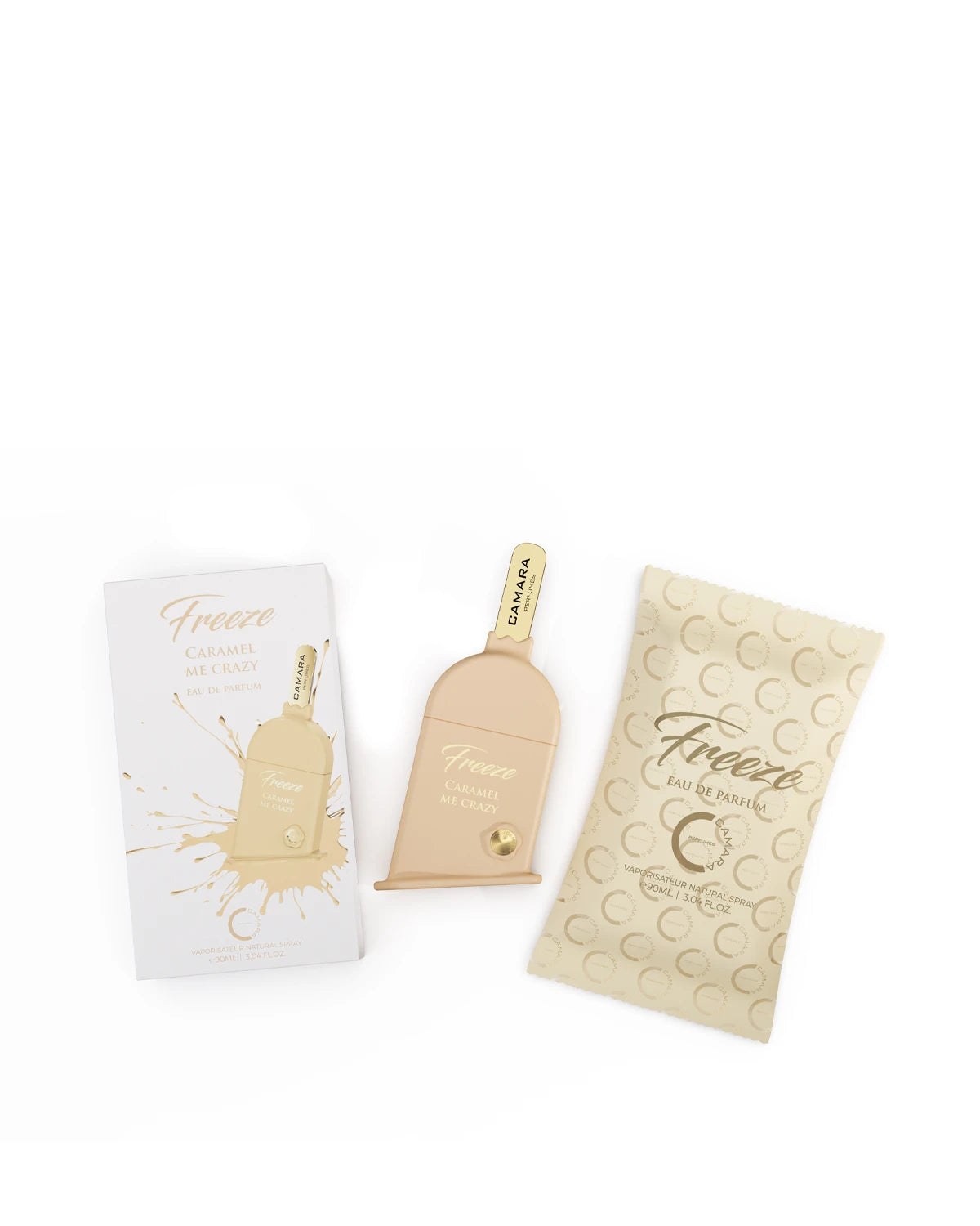 Camara Freeze Caramel Me Crazy Eau de Parfum for women and men. A unisex perfume made in Dubai, UAE