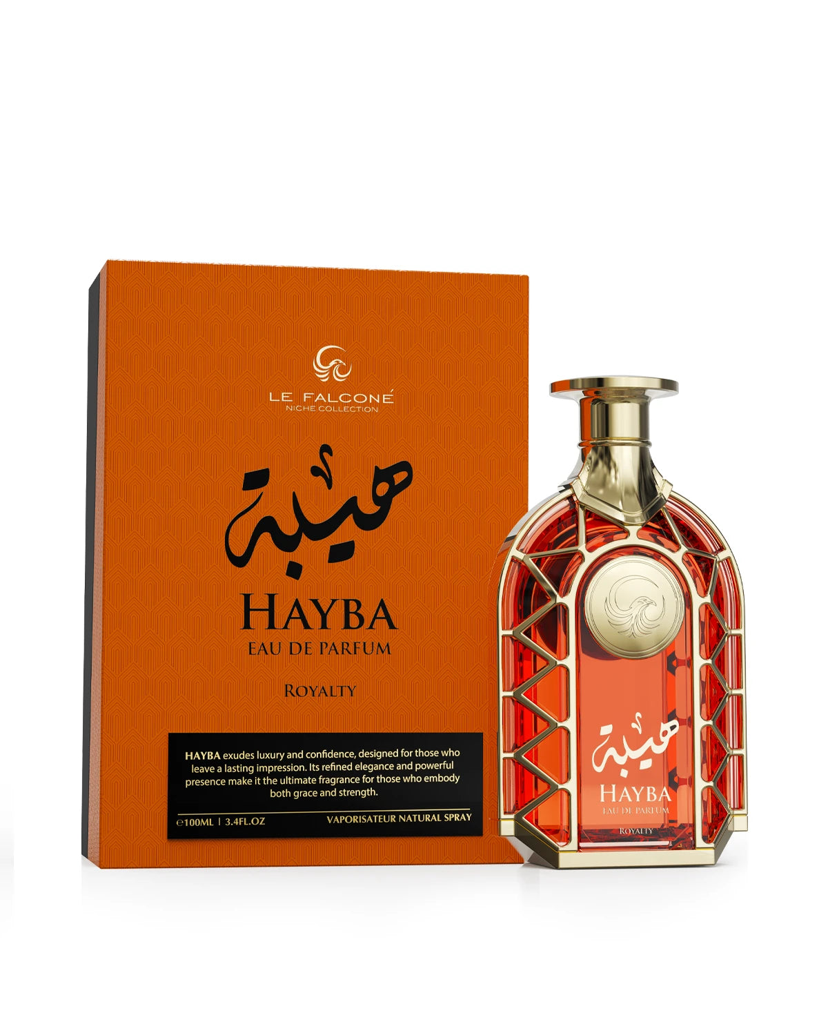 Le Falcone Niche Hayba Royalty Eau de Parfum is a long-lasting perfume for men. A pour homme EDP made in Dubai, UAE