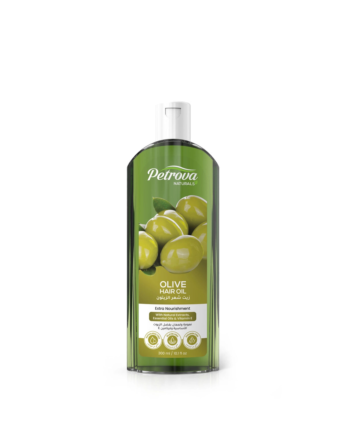 Petrova Olive Hair Oil for men and women. Infused with natural extracts, benefits of olive oil, essential oils, and vitamin E. It restores the hair elasticity, seals split ends and protects against hair fall. For people with dry and damaged hair. Hair Oil UAE. Hair oil for dry hair. Made in Dubai, UAE.