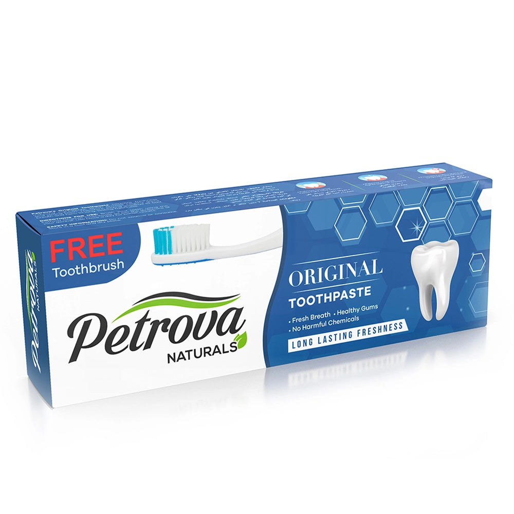 Petrova Original Toothpaste for women and men. Enriched with natural extracts and no harmful chemicals. Help protect against cavities. Toothpaste for Whitening Teeth. Toothpaste for Sensitive Teeth. Sensodyne Toothpaste. Made in Dubai, UAE.