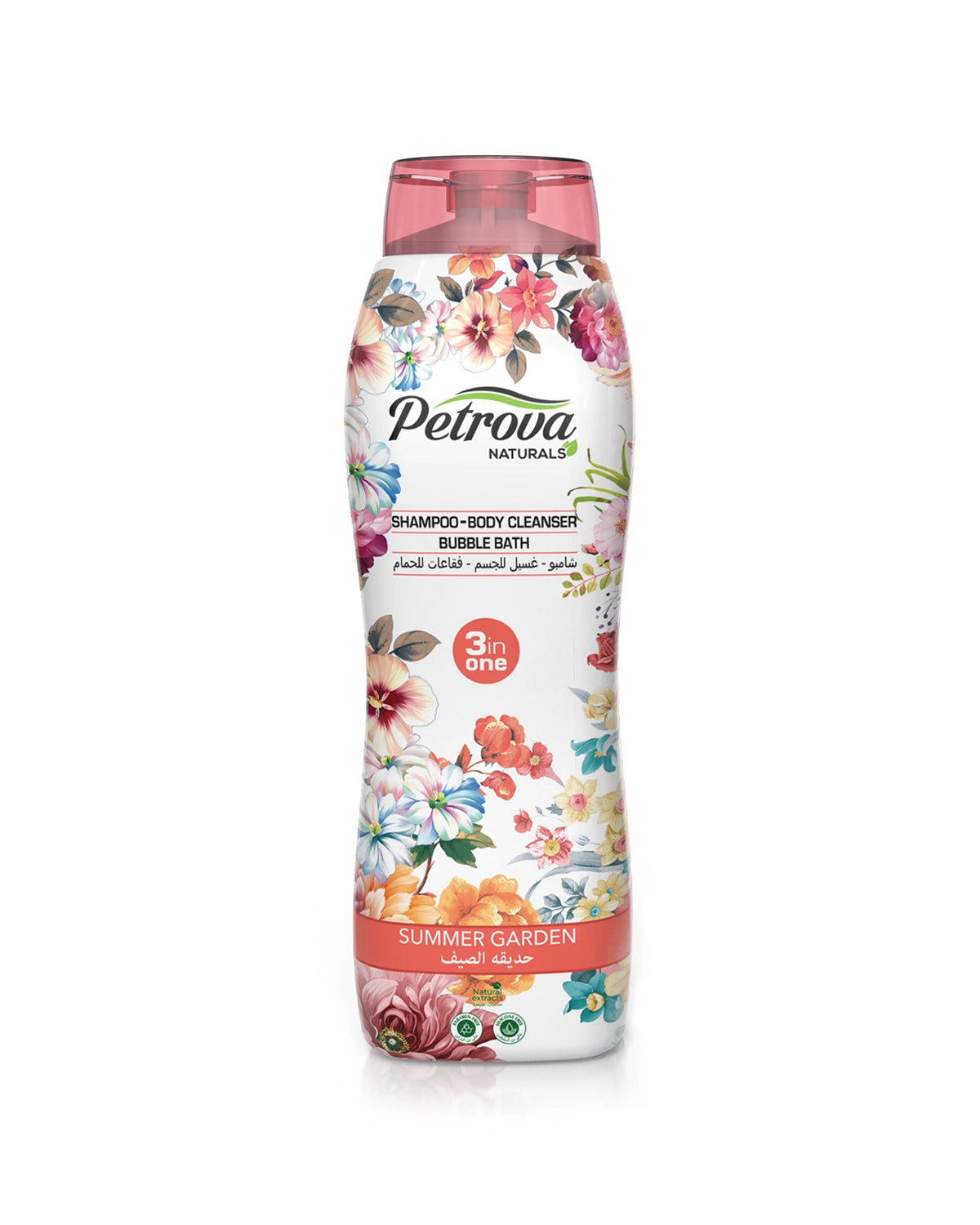 Petrova Summer Garden 3in1 Shampoo, Body Cleanser & Bubble Bath is silicon free and infused with natural extracts, that gently cleanse both your body & hair while leaving them soft, moisturized and beautifully scented. In addition, it’s bubble bath function helps in transforming an ordinary bath into a relaxing spa. Bubble bath soap. Shower gel UAE. Body wash for men. Body wash for women. Best shampoo. Made in Dubai, UAE.