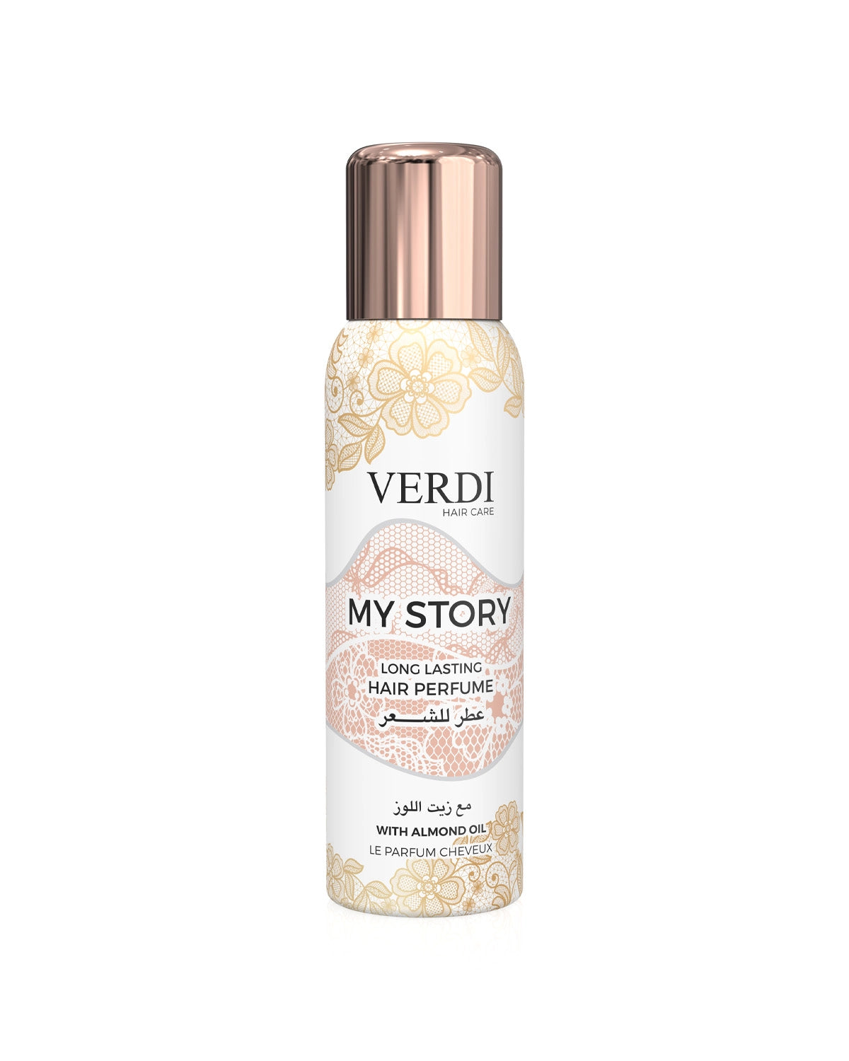 Verdi My Story Le Parfum Cheveux for women and men. A long lasting enchanting hair fragrance infused with almond oil and natural extracts. A unisex hair mist made in Dubai, UAE.