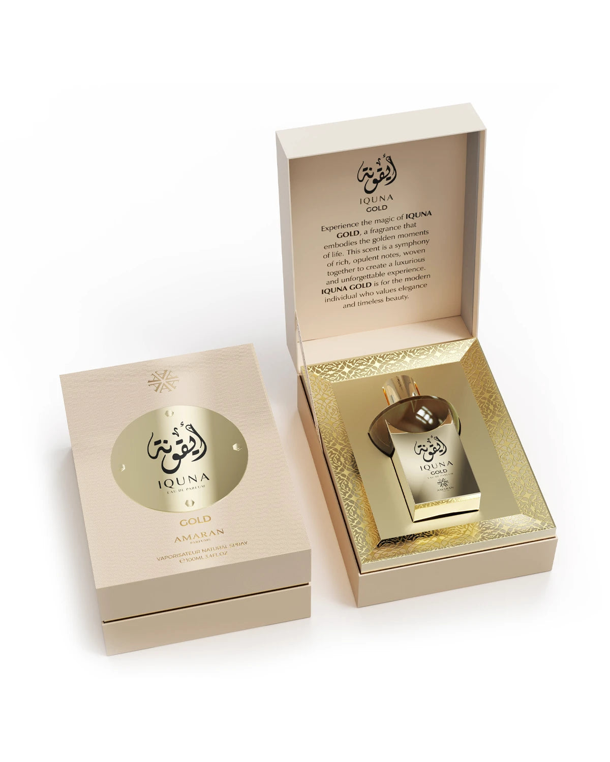 Amaran Iquna Gold Eau de Parfum is a long-lasting perfume for women. A pour femme EDP made in Dubai, UAE
