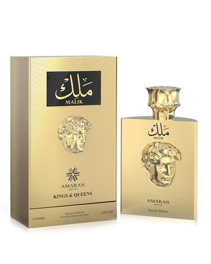 Amaran Kings & Queens Malik Eau de Parfum is a long-lasting perfume for men. A pour homme EDP made in Dubai, UAE
