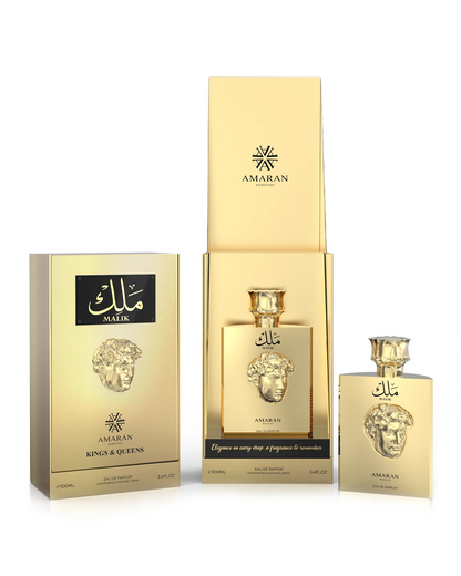 Amaran Kings & Queens Malik Eau de Parfum is a long-lasting perfume for men. A pour homme EDP made in Dubai, UAE