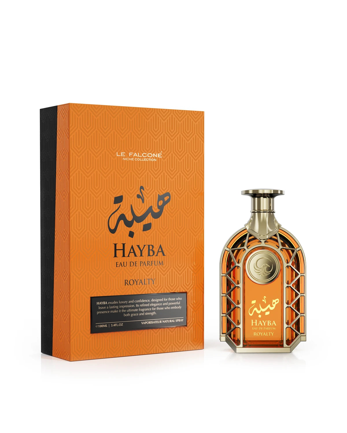 Le Falcone Niche Hayba Royalty Eau de Parfum is a long-lasting perfume for men. A pour homme EDP made in Dubai, UAE
