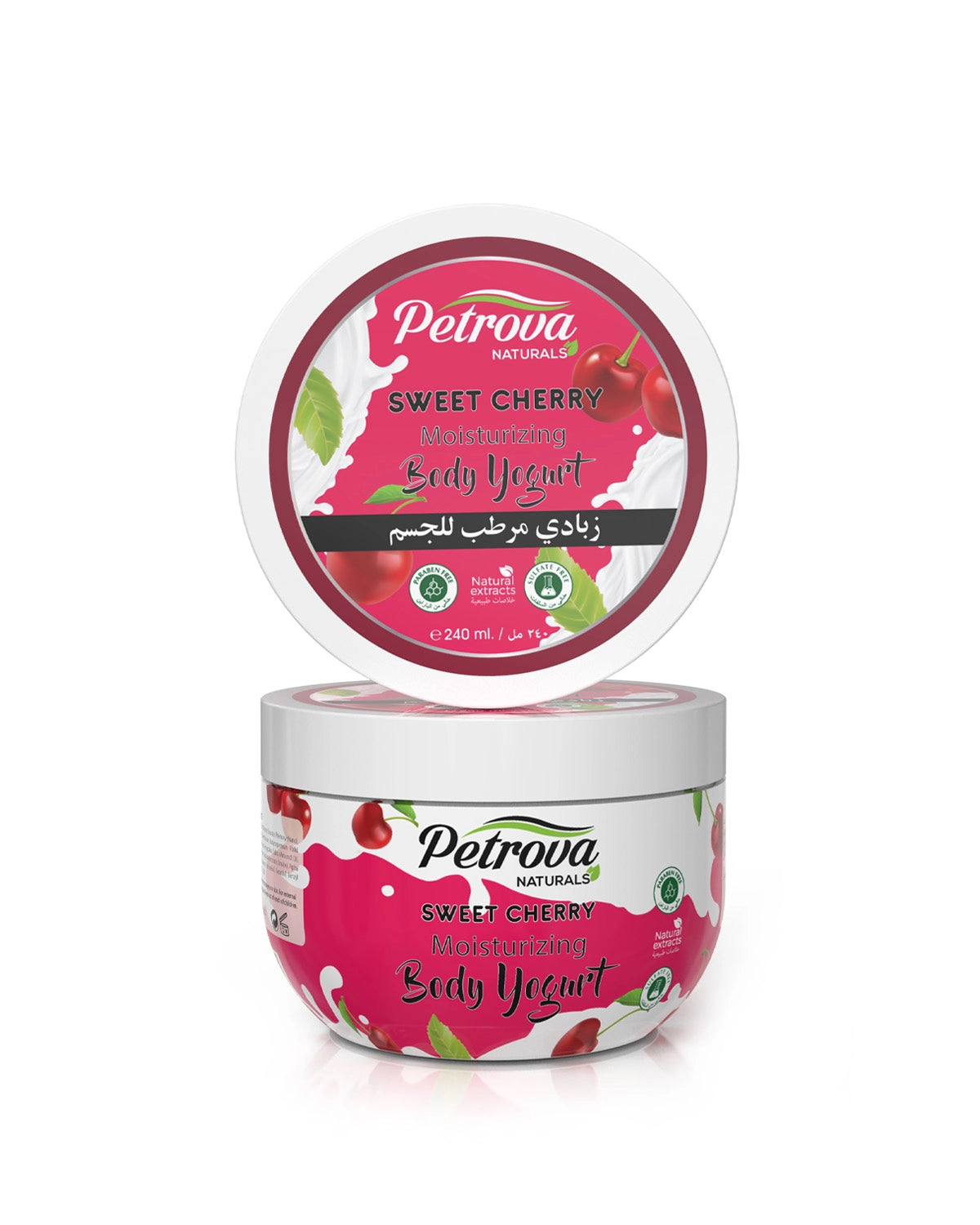 Petrova Cherry Body Yogurt for women and men. Infused with natural extracts and cherry. It penetrates deep into the skin and boost hydration. For all skin types, especially for people with dry skin and sensitive skin. Best body yogurt in Dubai. Body yogurt body shop. Made in Dubai, UAE.