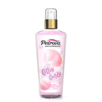 Petrova Cotton Candy Body Mist for women and men. A long-lasting exotic body splash with a touch of sweetness. Crafted to leave you feeling effortlessly elegant all day long. Body mist victoria secret. Body mist uae. Best body mist. Made in Dubai, UAE.
