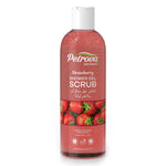 Petrova Strawberry Shower Gel Scrub for women and men. Infused with natural extracts and a strawberry scented formula. Best shower gel scrub for smooth and glowing skin. For people with dry and sensitive skin. Shower gel exfoliating. Made in Dubai, UAE. 