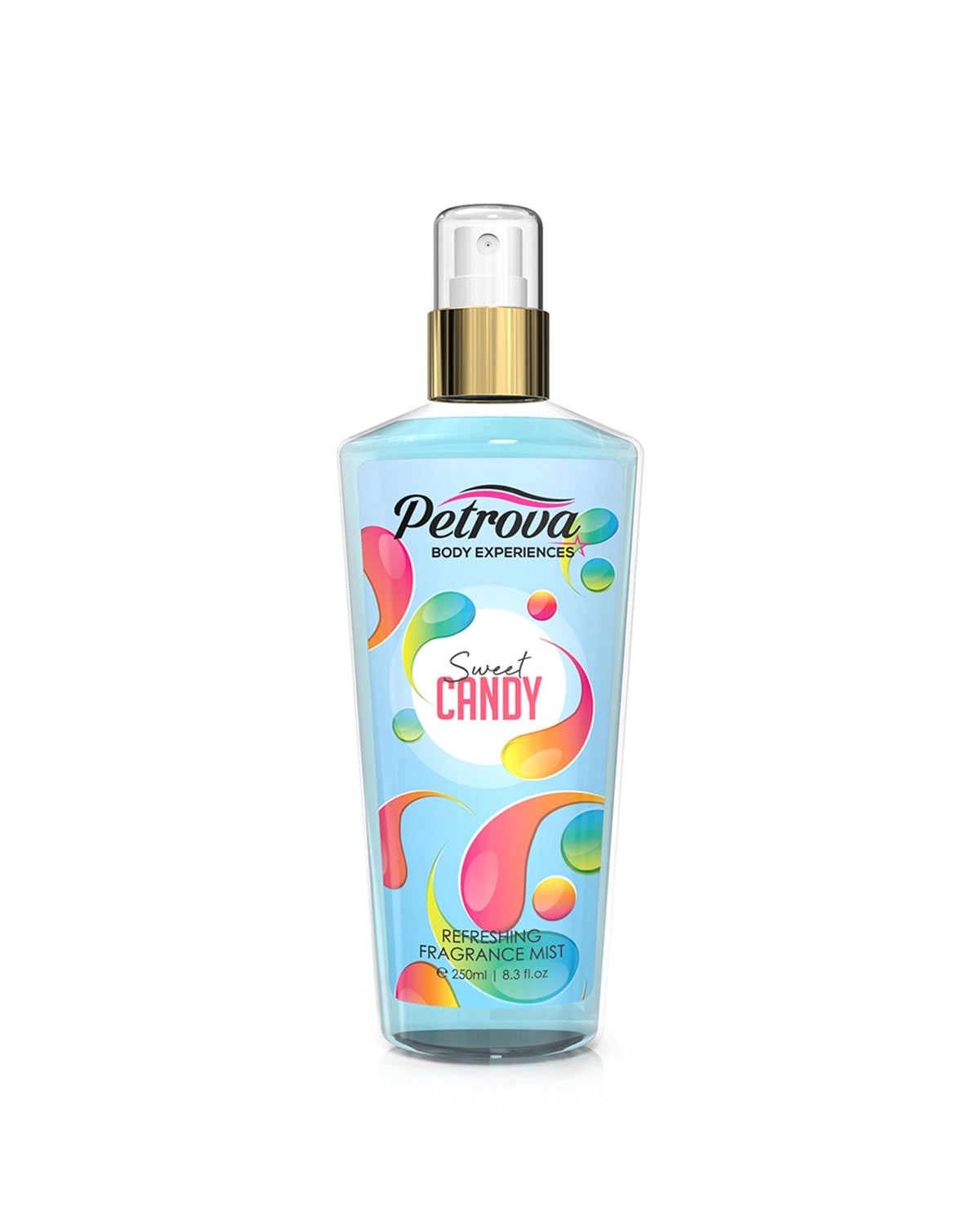 Petrova Sweet Candy Body Mist for women and men. A long-lasting fine fragrance mist that can awaken the senses with its sweet and playful scents. Body mist victoria secret. Body mist uae. Best body mist. Body mist perfume. Body mist for men. Made in Dubai, UAE.