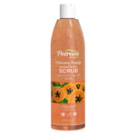 Petrova Whitening Papaya Shower Gel Scrub, perfect for men and women. Infused with papaya extracts formula. Rejuvenating shower gel scrub deeply cleanse, fades dark spots over time, and clears body complexion. For people with oily, dry, and sensitive skin. Best whitening shower gel in Dubai. Shower scrub. Made in Dubai, UAE.